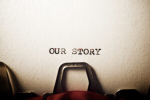 Our story phrase written with a typewriter.